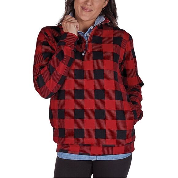 Tops - Buffalo Plaid 1/4 Zip Pullover with Pockets NWT
